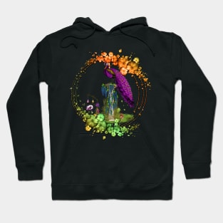 Wonderful peacock with flowers Hoodie